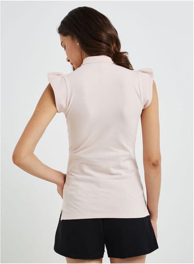 Buy Bow Detail Polo Shirt Pale Pink in UAE