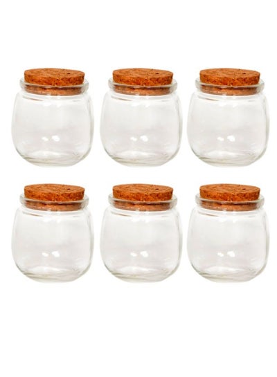 Buy 6-Piece Spices Jar With Cork Set Clear/Orange 100ml in Saudi Arabia