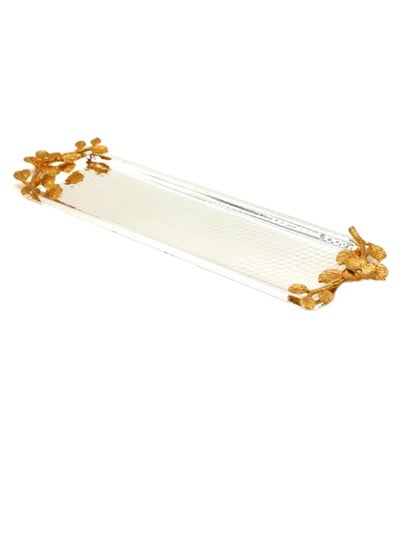 Buy Rectangular Serving Tray With Handle Silver/Gold 60 x 15centimeter in Saudi Arabia