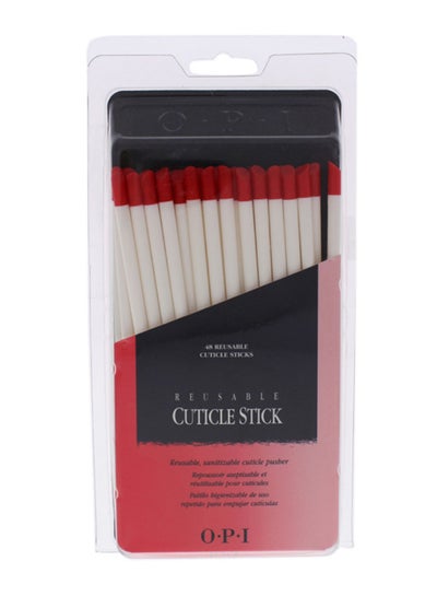 Buy 48-Piece Reusable Cuticle Sticks Set White/Red in UAE