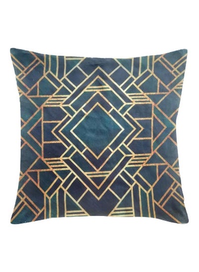 Buy Decorative Filled Printed Cushion Fabric Green/Gold 45x45cm in UAE