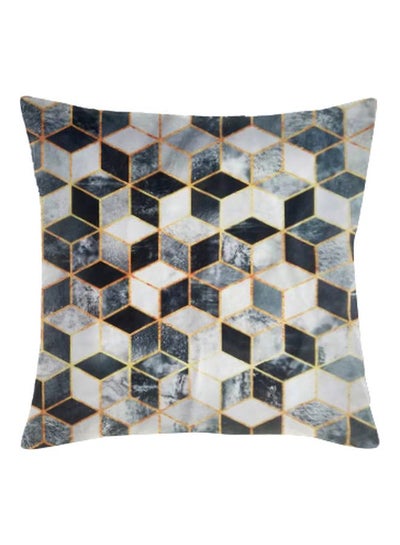 Buy Digital Printed Cushion fabric Grey/Black/Gold 45x45cm in UAE