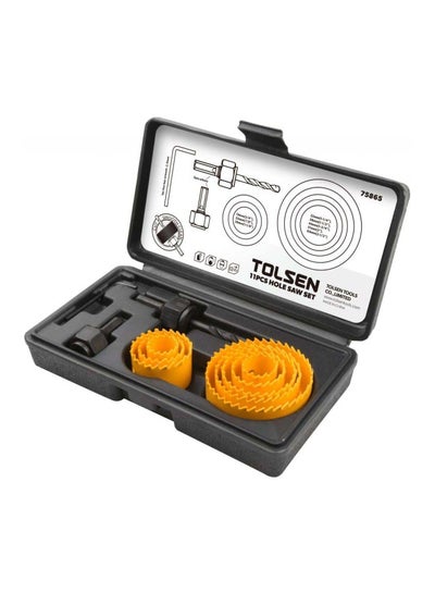 Buy 11-Piece Hole Saw Set Yellow in UAE