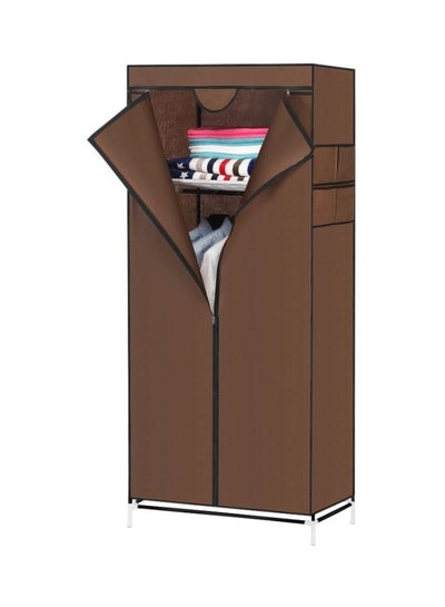 Buy Royalford Wardrobe - Portable Wardrobe for Hanging Clothes, Modular Cabinet for Space Saving, Lightweight, Dust Proof Closet Organizer Wardrobe, Storage Mesh Shelves | Ideal for Men, Women & Children Brown 75x45x160cm in Saudi Arabia