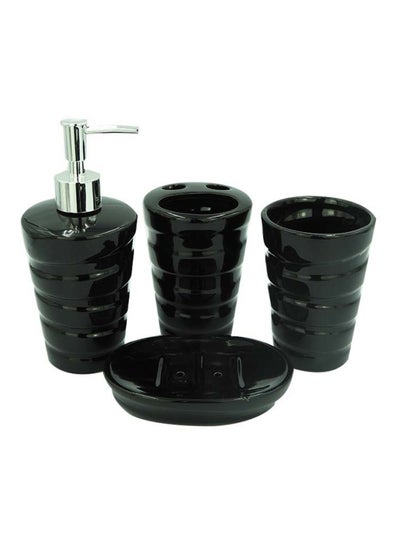 Buy 4-Piece Ceramic Lotion Dispenser Set Black/Silver in UAE