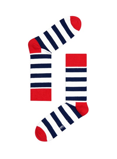 Buy Stripe Crew Socks White/Navy in UAE