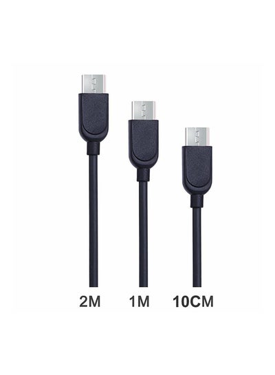 Buy 3-Pieces Micro Usb Cable To Usb Data Sync And Charge Cable Set Black in Egypt