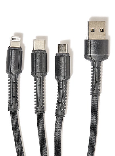 Buy 3-In-1 Data Sync Charging Cable Black in UAE