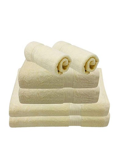 Buy 6-Piece Bath Towel Set Crème Bath Towel(70x140), Hand Towel(40x70), Face Towel (30x30)centimeter in UAE