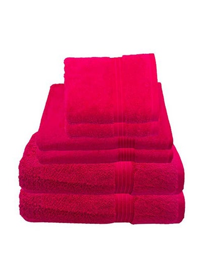 Buy 6-Piece Bath Towel Set Fuchsia Pink Bath Towel(70x140), Hand Towel(40x70), Face Towel (30x30)centimeter in UAE