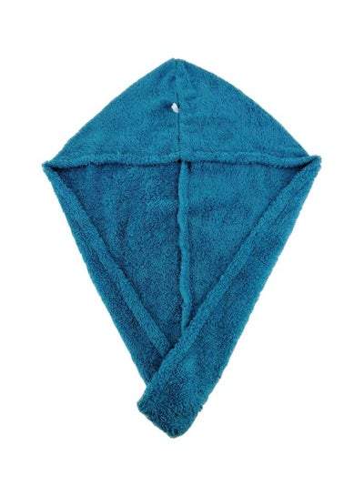 Buy Cotton Terry Hair Towel Wrap Teal 68x23cm in UAE