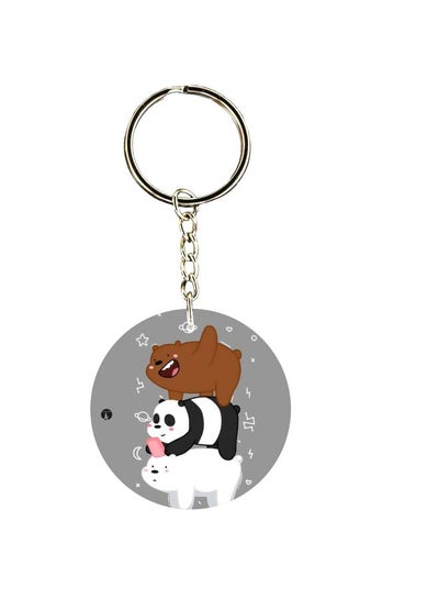 Buy Double Sided Bear And Panda Printed Keychain in UAE