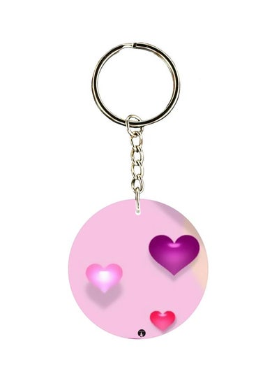 Buy Love Hearts Printed Double Sided Keychain in UAE