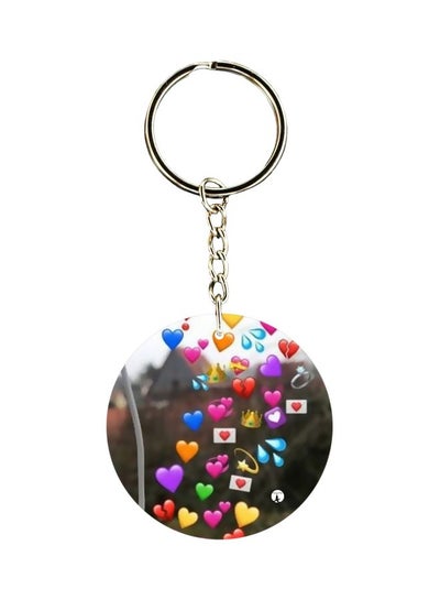 Buy Double Sided Hearts Printed Keychain in UAE