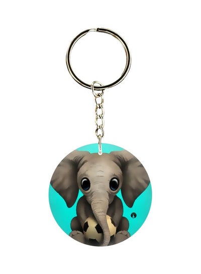 Buy Double Sided Elephant Printed Keychain in UAE