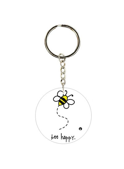 Buy Bee Happy Printed Double Sided Keychain in UAE