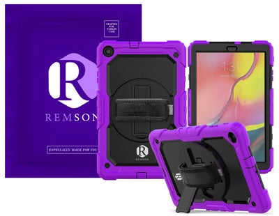 Buy T510 Heavy Duty Shockproof Protection Cover with 360 Degrees Kickstand/Shoulder Strap Cover For Galaxy Tab A 10.1 inch Purple in UAE