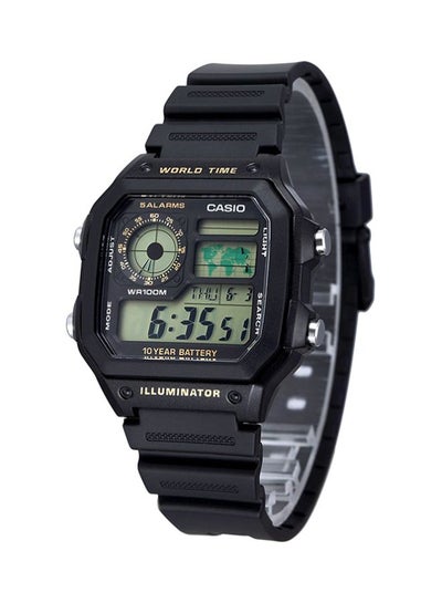 اشتري ساعة يد رقمية ومقاومة للماء طراز AE-1200WH-1B - قياس 45 مم - لون أسود للرجال في السعودية
