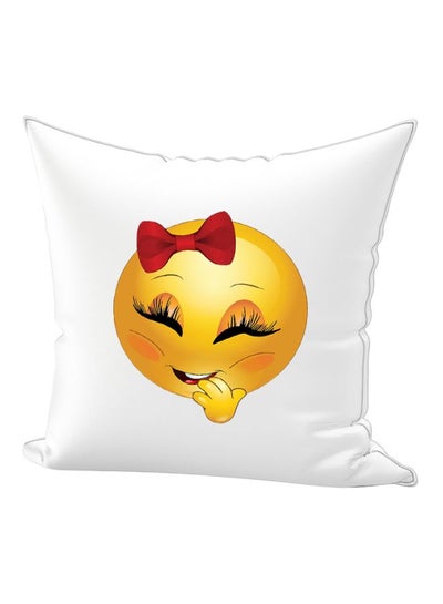 Buy Emoji Printed Throw Pillow White/Yellow/Red 40x40cm in UAE