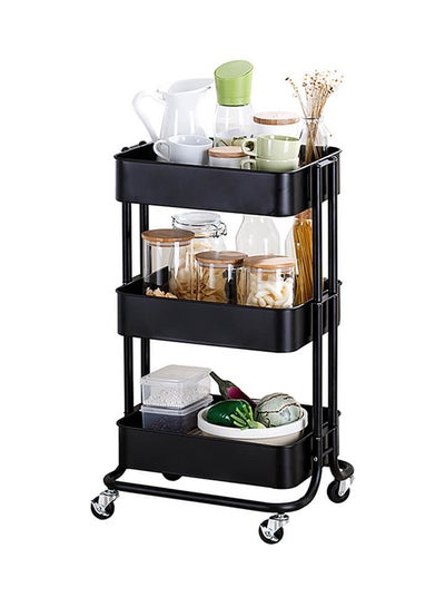 Buy 3-Tier Rolling Storage Utility Cart Black in UAE