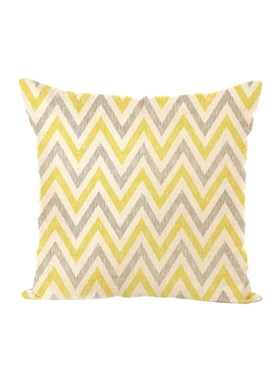 Buy Zigzag Linen Pillowcase Combination Yellow/Grey/White 45x45x1centimeter in Saudi Arabia