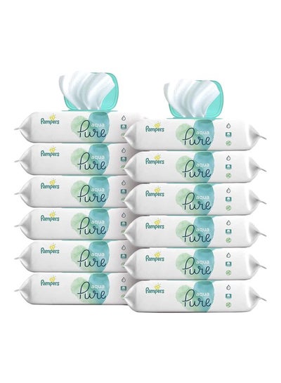 Buy Aqua Pure Baby Wipes 12 Pop-Top Packs x 56 Wipes, 672 Count in UAE