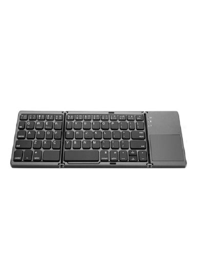 Buy 3-Layer Folding Bluetooth Wireless Keyboard - English Black in Saudi Arabia