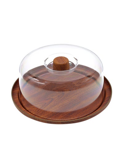 Buy Round Shape Wooden Cake Stand Brown Wood 29x9x2centimeter in Saudi Arabia