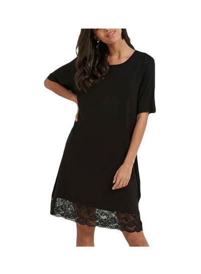 Buy Lace Hem Dress Black in Saudi Arabia