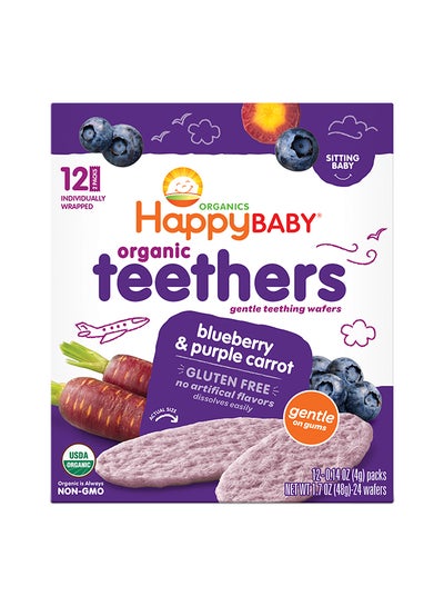 Buy Organics Teething Wafers Gentle Teethers Blueberry And Purple Carrot 48grams Pack of 24 in UAE