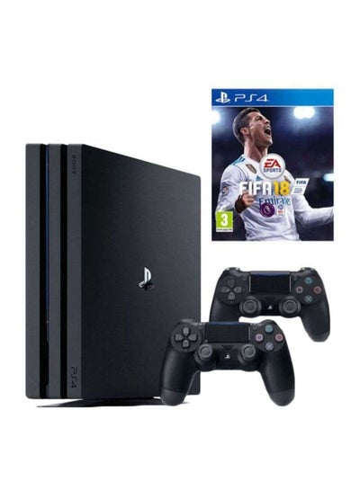 Buy PlayStation 4 Pro 1TB Console, With 2 DUALSHOCK 4 Controllers And FIFA18 in UAE