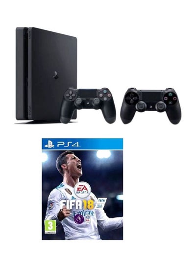 Buy PlayStation 4 Slim 500GB Console With 2 DUALSHOCK 4 Controller And 1 Game (FIFA 18) in Saudi Arabia
