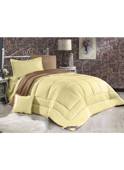 Buy 5-Piece Double Face Duvet Cover Set Yellow/Brown in Saudi Arabia