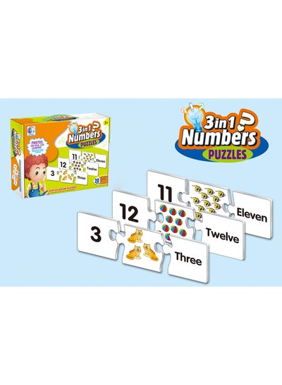 Buy 20-Piece 3-In-1 Number Puzzle Set in Saudi Arabia