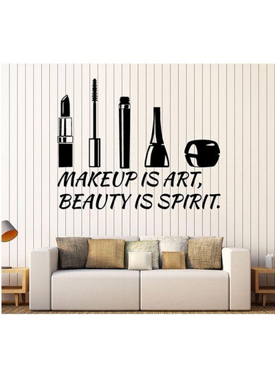 Buy Makeup Is Art Beauty Is Spirit Wall Sticker Black 70x80centimeter in Egypt