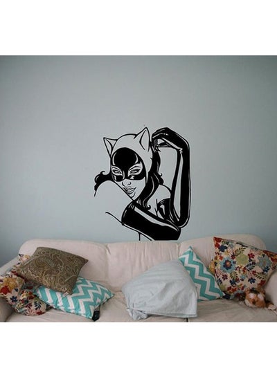 Buy Cartoon Catwoman Designed Decorative Wall Sticker Black/White 50x42cm in Egypt