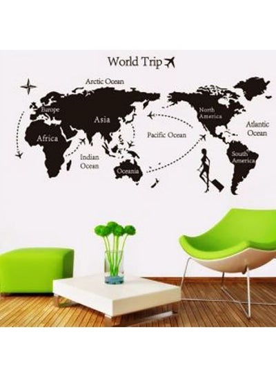 Buy World Trip Printed Wall Sticker Black 50x70centimeter in Egypt