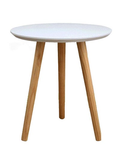 Buy Mini Round Coffee Table White/Brown in Saudi Arabia