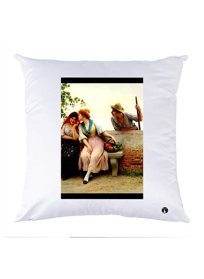 Buy Printed Pillow Polyester White 30x30cm in Egypt