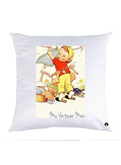 Buy Printed Pillow polyester White 30x30cm in UAE