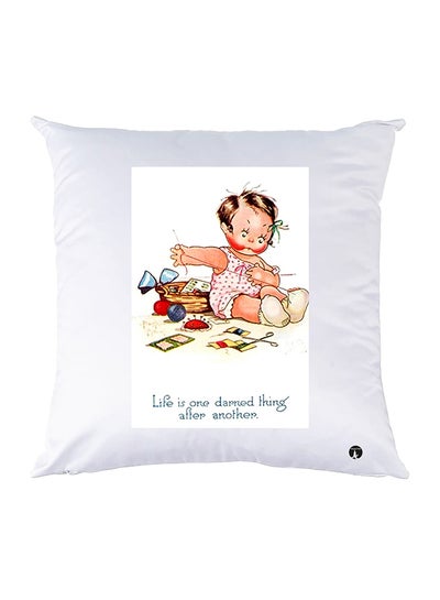 Buy Printed Pillow polyester White 30x30cm in Egypt