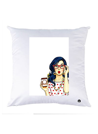 Buy Printed Pillow polyester White 30x30cm in UAE