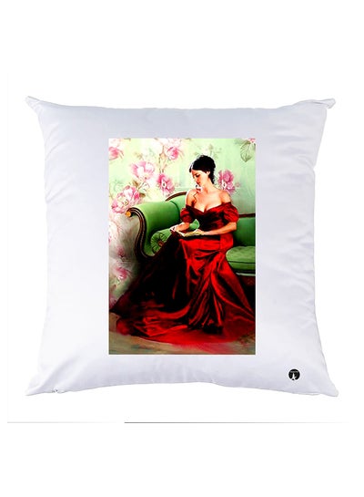 Buy Printed Pillow Case polyester White 30x30cm in UAE