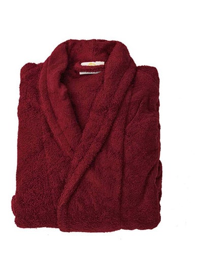 Buy Cotton Bath Robe With Pocket Red XL in Saudi Arabia