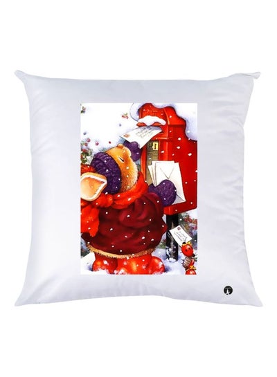 Buy Cartoon Printed Decorative Throw Pillow White/Red/Purple 30x30cm in UAE