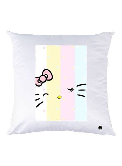 Buy Kitty Printed Decorative Throw Pillow White/Pink/Yellow 30x30cm in UAE