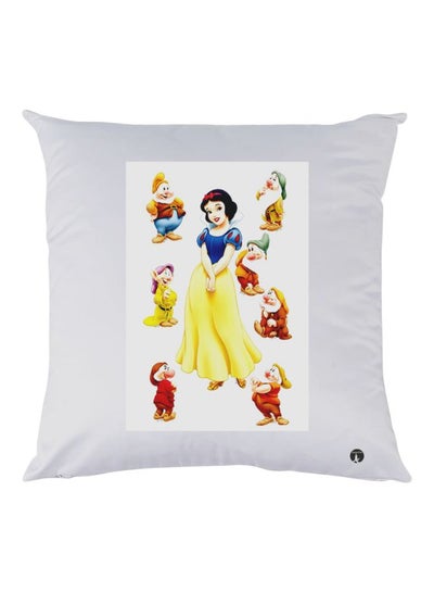 Buy Cartoon Characters Printed Decorative Throw Pillow White/Yellow/Blue 30x30cm in UAE