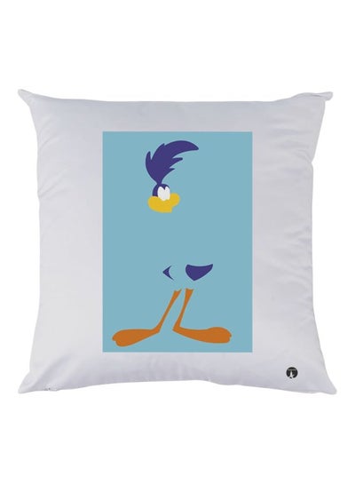 Buy Cartoon Printed Throw Pillow White/Blue/Orange 30x30cm in UAE