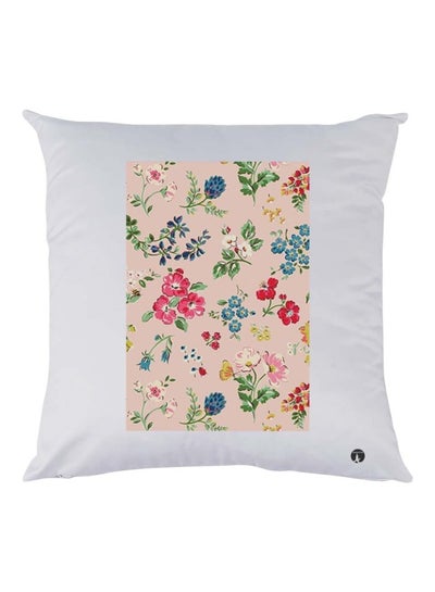 Buy Floral Printed Cushion polyester White/Pink/Green 30x30cm in UAE