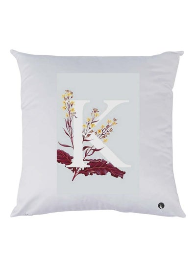 Buy K Letter Printed Cushion polyester White/Red/Yellow 30x30cm in UAE